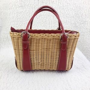 Loft Ann Taylor Woven Straw Basket Satchel Sz M